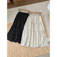 Chân váy dài chấm bi Chakovet Chân váy dài 3 tầng dáng xòa 2 lớp vải voan mềm mịn cạp chun co giãn đi chơi, đi học V8940