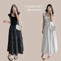 Chân váy dài chấm bi Chakovet Chân váy dài 3 tầng dáng xòa 2 lớp vải voan mềm mịn cạp chun co giãn đi chơi, đi học V8940