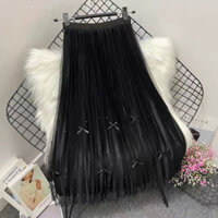 Chân váy dài , chân váy xếp ly voan đính ngọc mặc được 2 Kiểu hàng QC loại 1 - Chân váy dàng dài CV001