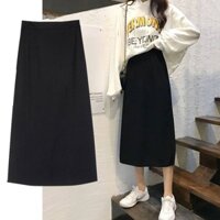 Chân váy dài chữ A bigsize form xẻ 1 bên hông màu đen vải tuyết mưa CRCAV60