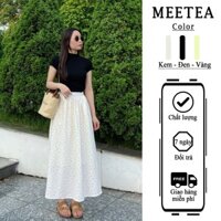 Chân váy dài dáng xòe chấm bi ( hoa nhí ) cạp chun sau [MEETEA]