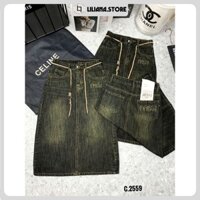 Chân váy dài LILIANA STORE ( tặng kèm đai) chân váy dài đen ánh rêu size S M L 2259