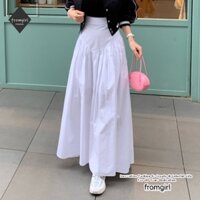 Chân Váy Dài Lưng Cao Họa Tiết Caro Phong Cách vintage