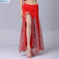 Chân Váy Dài Ôm Hông Xẻ Tà Đính Kim Sa Lấp Lánh Gợi Cảm Cho Nữ Tập Múa Bụng