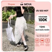 Chân Váy Dài Phối Viền Ren 3 Tầng Lệch Tà Cách Điệu Nữ - Vải Thô Hàn Cao Cấp - Có Quần Bảo Hộ