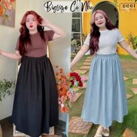 Chân váy dài qua gối bigize nữ dáng xòe chất vải lụa mềm mịn màu sắc basic dễ phối đồ dành cho nàng chuppy- CV15