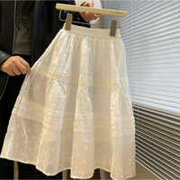 Chân Váy Dài Trắng Ren Chấm Bi