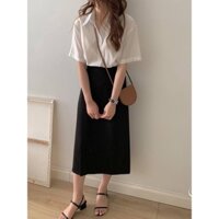 Chân Váy Dài Ulzzang, Chân váy xẻ dài lưng cao 302