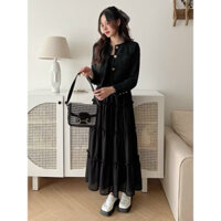 Chân váy dài voan đen