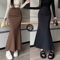 Chân váy dài xoè đuôi cá chất thun lazzon mịn co giãn