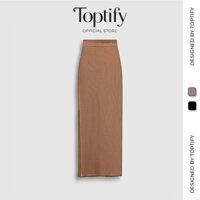 Chân váy dáng dài ôm TOPTIFY chất liệu thun bo gân dày dặn kiểu dáng xẻ tà Aya Skirts VT08