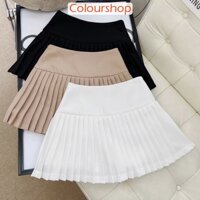 Chân váy dập ly ngắn dáng chữ A bản eo to có lót quần dày dặn