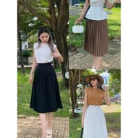 Chân Váy Dập Ly Thiết Kế Shop Lan Ngọc, Lưng Bản, Chất Liệu Cotton Mềm Mịn