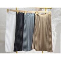 Chân váy dập ly xòe quạt dáng midi 2 lớp 157