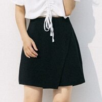 Chân váy đen công sở thiết kế vạt xéo 2 lớp Hàn Quốc