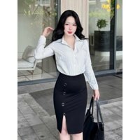 Chân váy đen xẻ trước ôm body co giãn 4 chiều, chân váy bút chì vải umi