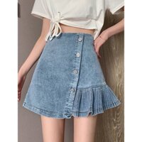 Chân váy Denim đuôi cá xếp ly