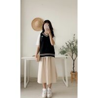 Chân váy đũi dài style Hàn Quốc Chân váy dài vintage Quảng Châu Đầm nữ CV04 - TRẮNG