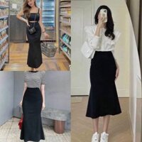 Chân váy đuôi cá dáng dài màu đen lưng cao co dãn ôm body tôn dáng sexy hot2023 thời trang hàn quốc ulzzang