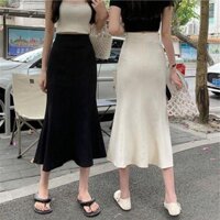 Chân váy đuôi cá midi dáng dài ôm body đen trắng có bᶖgsize khóa kéo xẻ sau chất UMI hàn cao cấp siêu hách dáng Nhung Nữ