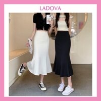 Chân váy đuôi cá midi dáng dài ôm body đen trắng có bigsize khóa kéo xẻ sau chất UMI hàn cao cấp siêu hách dáng CV48