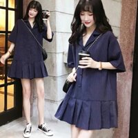 Chân váy đuôi cá xếp li bigsize màu xanh than