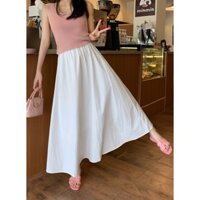 Chân váy gió dài nữ 2 lớp lưng chun có túi giãn dáng xòe che khuyết điểm chân váy dáng dài lưng cao nhiều màu tôn dáng