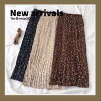 Chân váy hoa nhí dài vintage - Chân váy xếp ly đủ màu