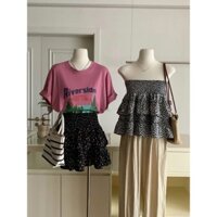 Chân váy hoa nhí tầng chun hông form xòe (mặc 2 kiểu) Lina Closet