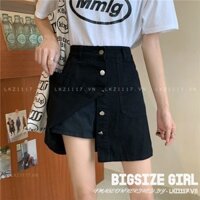 chân váy jean Bigsize chân váy nữ lưng cao cạp cao chữ a đen mùa hè Phong cách Hàn Quốc Thời Trang cá tính xinh đẹp cho người mập béo nữ