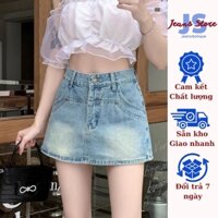 Chân váy jean bò nữ, quần đùi giả váy kiểu dáng chữ A ngắn có size đến  65kg JEAN STOERE