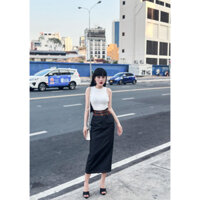 CHÂN VÁY JEAN BÚT CHÌ KÈM 2 SỢI DÂY THẮT LƯNG NGA TÂY BOUTIQUE