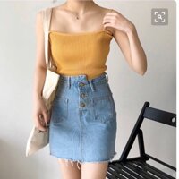 CHÂN VÁY JEAN CÀI NÚT CÓ QUẦN TRONG LAI TUA