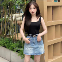 Chân váy jean chữ A basic túi nhọn hot trend