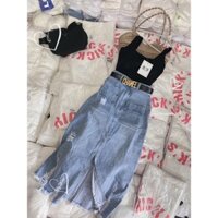 Chân váy Jean dài nữ PM xẻ tà rách Form cao Phong cách Hàn Quốc phù hợp đi chơi dạo phố đi làm công sở