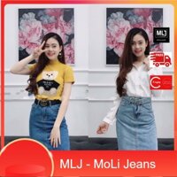 Chân váy jean dài qua gối, phom chữ A 1760 moliruan