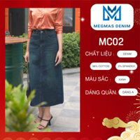 Chân Váy jean dáng A dài MEGMAS MC02 cạp liền , tôn dáng BIGSIZE , Chân váy bò thời trang công sở