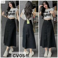 Chân váy Jean dáng dài xòe chữ A  tôn dáng CV05 3 màu