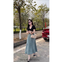 chân váy jean dáng xoè