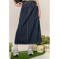 Chân váy jean denim dài (chất xịn mềm mại) size M -47kg đổ lại vừa