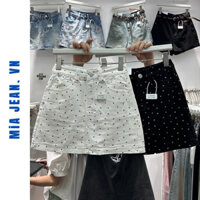 Chân váy jean denim, kaki hoạ tiết chấm bi nữ mùa hè 2024(không kèm nịt)- MIA JEANS