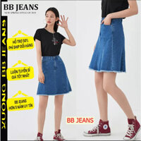Chân váy jean form chưc A Hàn Quốc dài đến gối màu đậm nhạt BB Jeans