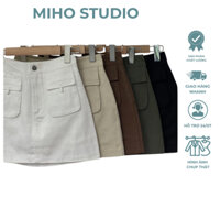 Chân váy jean kaki body túi hộp Miho studio