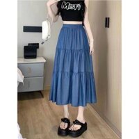 CHÂN VÁY JEAN LỤA DÀI (MHTB55) THỜI TRANG SIÊU HOT FREESIZE DƯỜI 60KG TÙY CHIỀU CAO KÈM ẢNH THẬT SIÊU HOT