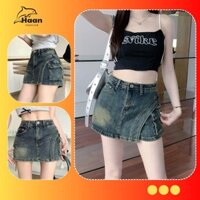 Chân váy jean ngắn cạp cao có lót quần Haan fashion tôn dáng cá tính_A01