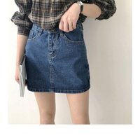 Chân váy jean ngắn dáng trơn 2022, chân váy bò dáng ngắn trơn hàng Quảng Châu