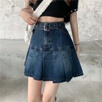 Chân Váy Jean Ngắn Đuôi Cá Xếp Ly Lưng Cao Phù Hợp Với Mọi Lứa Tuổi