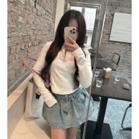 Chân Váy Jean Ngắn Xoè Có Quần Bảo Hộ Dễ Mix Đồ Kiểu Dáng Trẻ Trung Năng Động