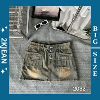 Chân váy jean nữ có lót jean trong Bigsize 55kg-90kg kiểu cài 4 nút dáng a thời trang bigsize cao cấp 2Kjeans MS2032