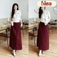 Chân váy jean nữ dài dáng chữ A HH05 phong cách RETRO, Chân váy bò chất vải cao cấp đứng form